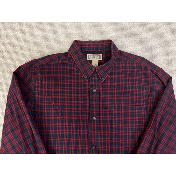 Duluth Trading Co. Wrinklefighter Shirt Mens XL Blue Red Plaid Long Sleeve 92105 - Picture 2 of 8